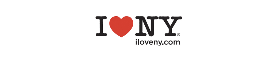 I Love New York logo, with the words in black and a red heart denoting "love"