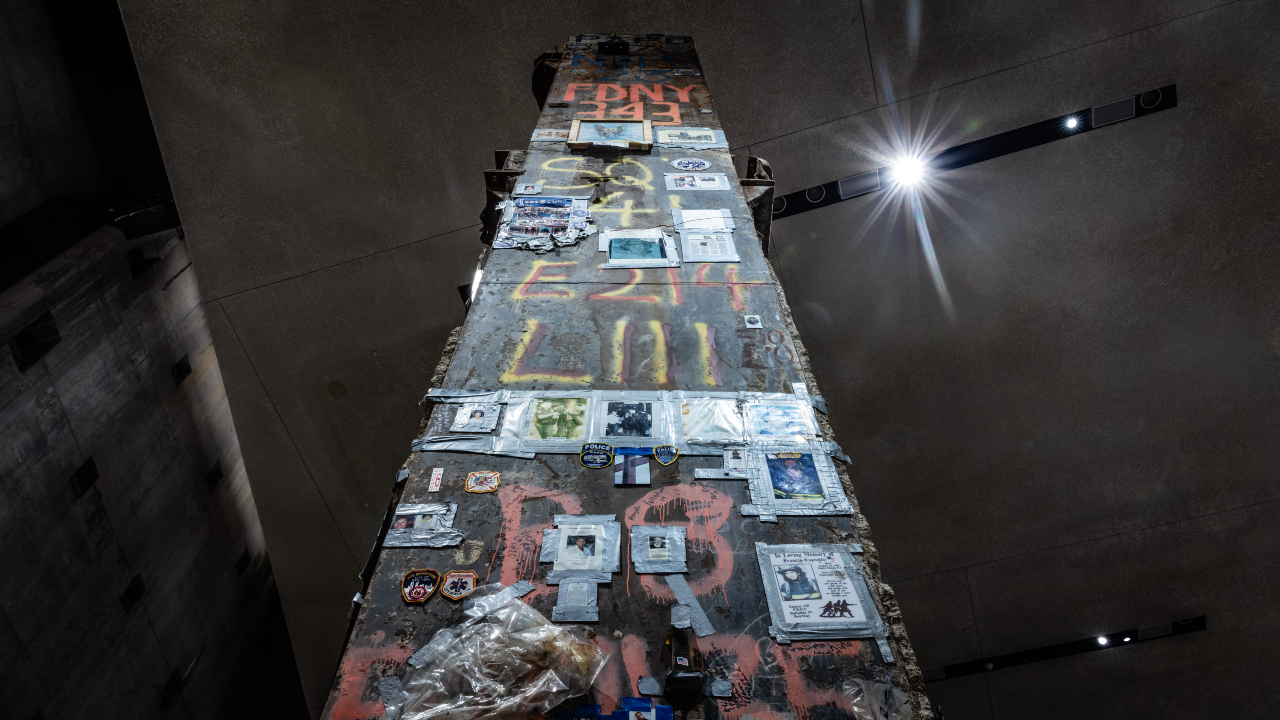 The Last Column in Foundation Hall is shown from below. 